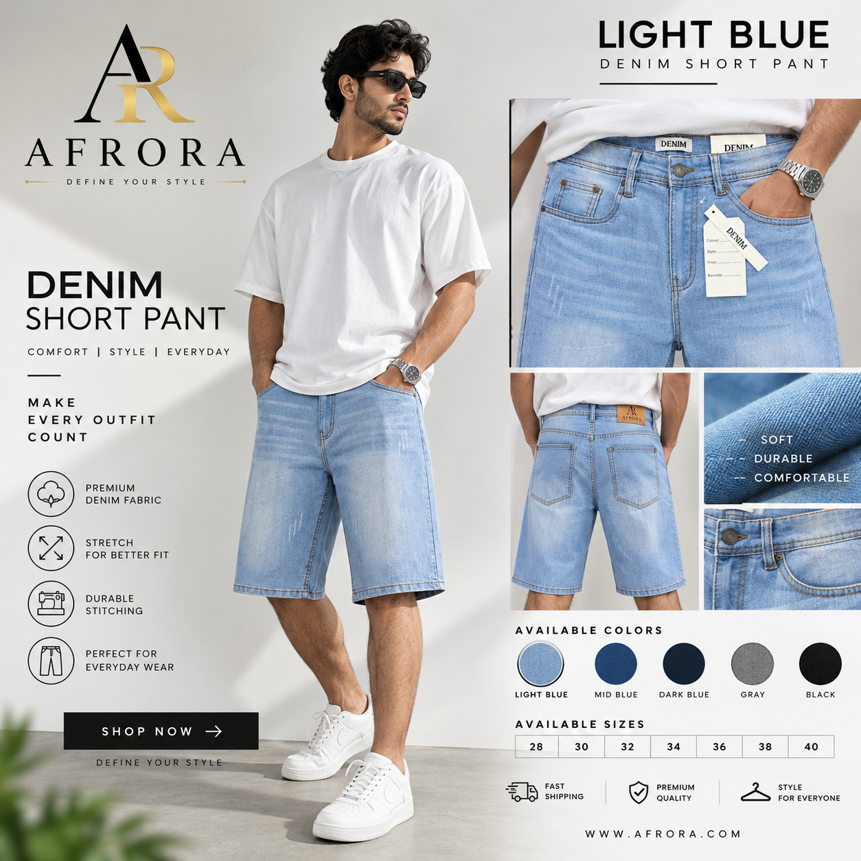 AFRORA DENIM SHORT PANT