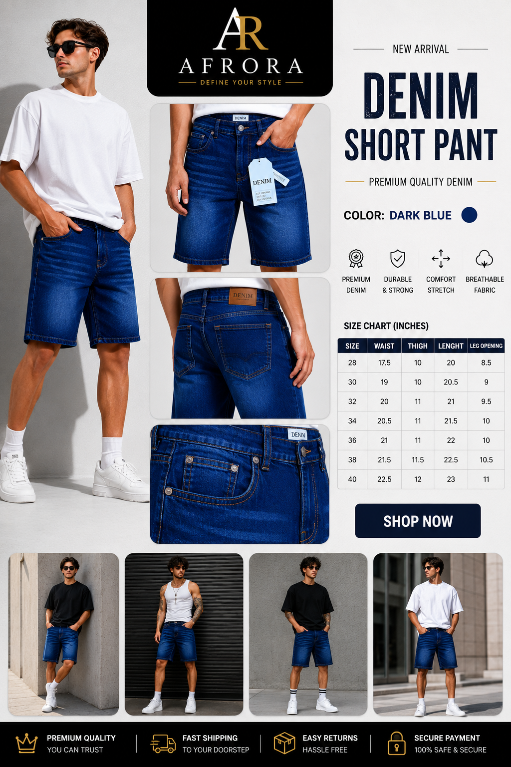 AFRORA DENIM SHORT PANT